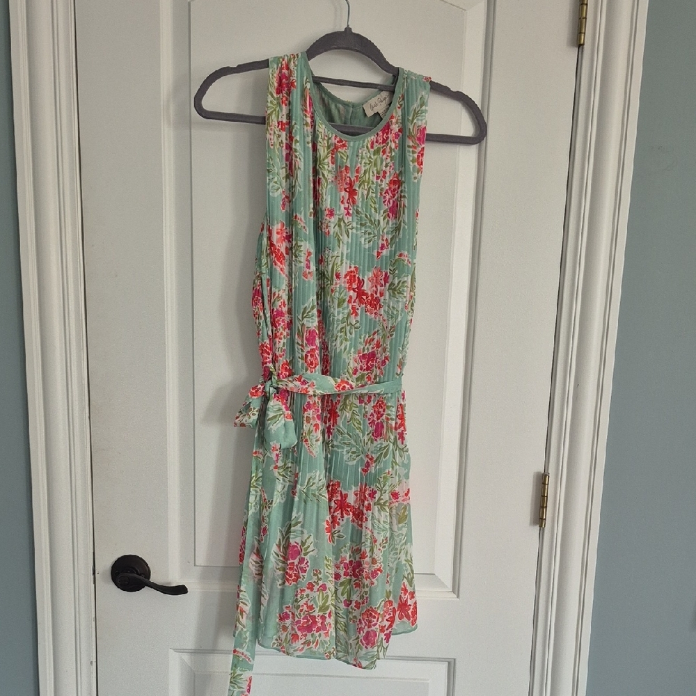 Charlie Paige Green and Pink Floral Dress